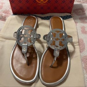Tory Burch Miller Sandals Silver